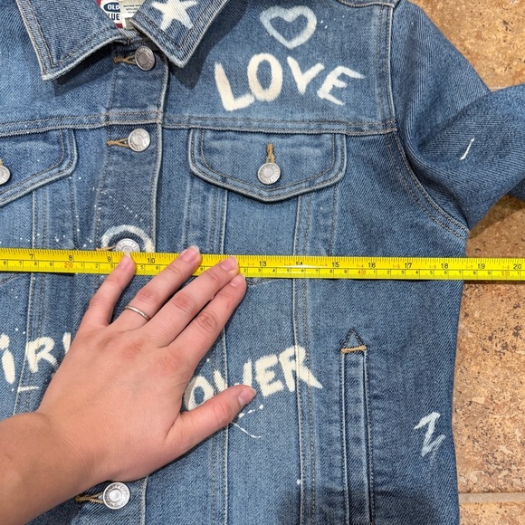 VTG Y2K Old Navy Denim Jacket DIY Design Sz M Medium Womens Hippie Casual Unique - Picture 11 of 11